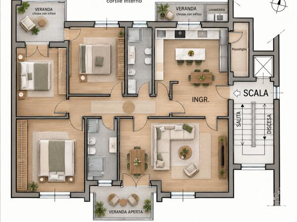 Apartment in Trapani 3 Bedrooms 2 Bathrooms Private Parking & Outdoor Spaces